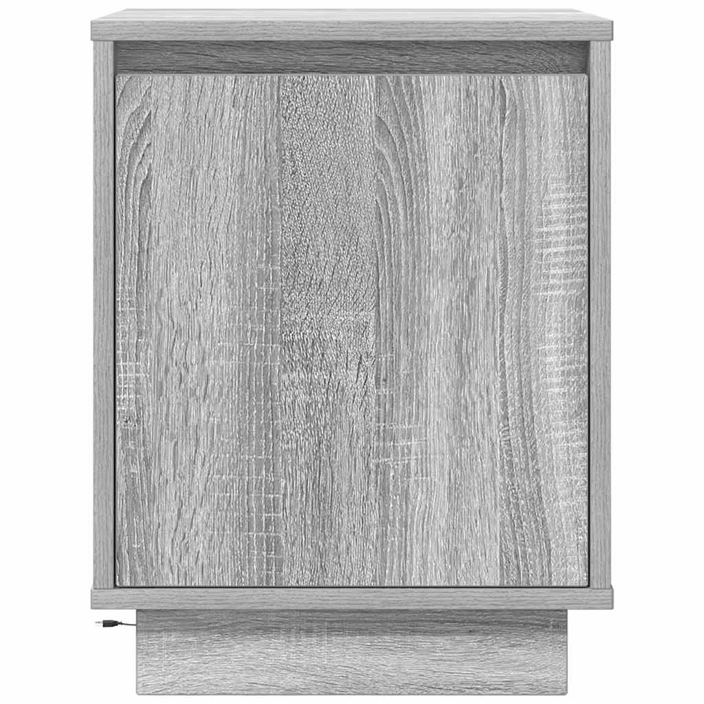 Bedside Cabinets with LED Lights 2 pcs Grey Sonoma 38x34x50 cm