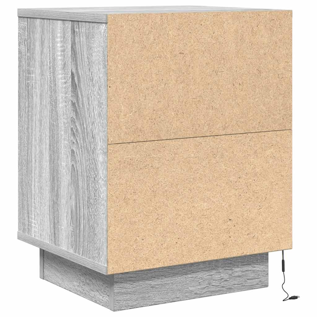 Bedside Cabinets with LED Lights 2 pcs Grey Sonoma 38x34x50 cm