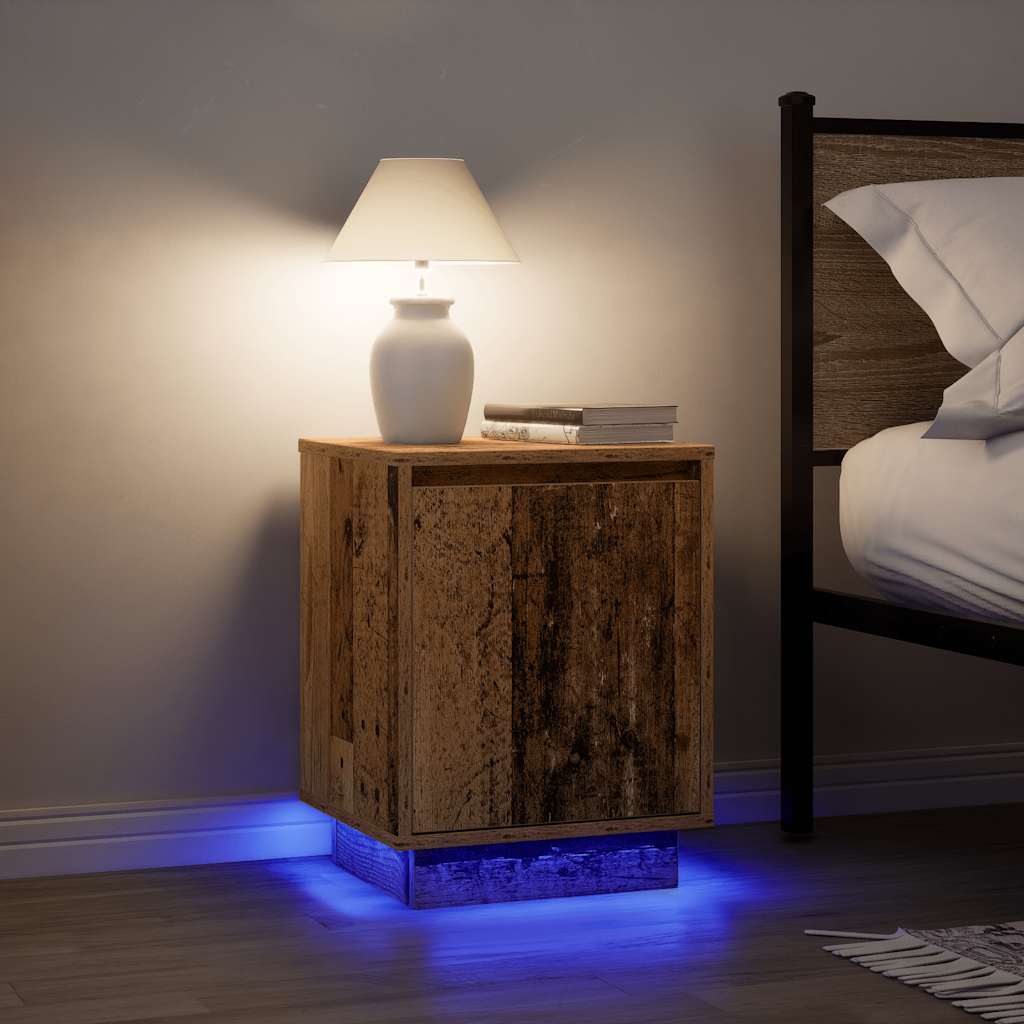 Bedside Cabinets with LED Lights 2 pcs Old Wood 38x34x50 cm