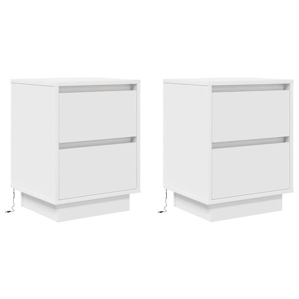 Bedside Cabinets with LED Lights 2 pcs White 38x34x50 cm