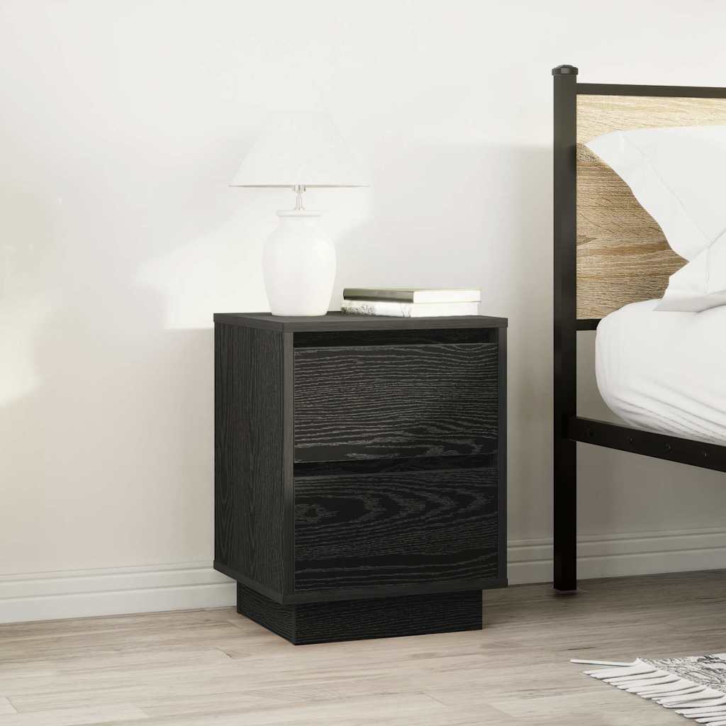 Bedside Cabinets with LED Lights 2 pcs Black 38x34x50 cm