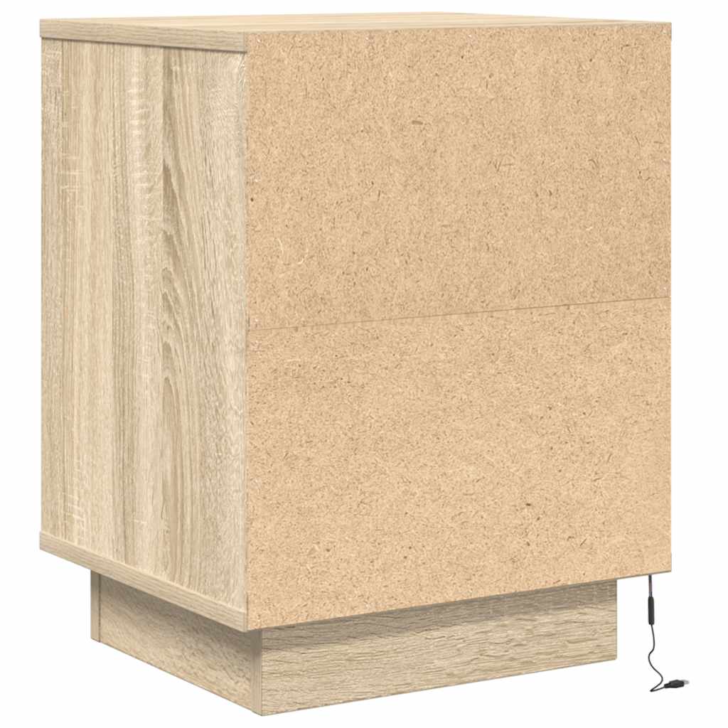 Bedside Cabinet with LED Lights Sonoma Oak 38x34x50 cm