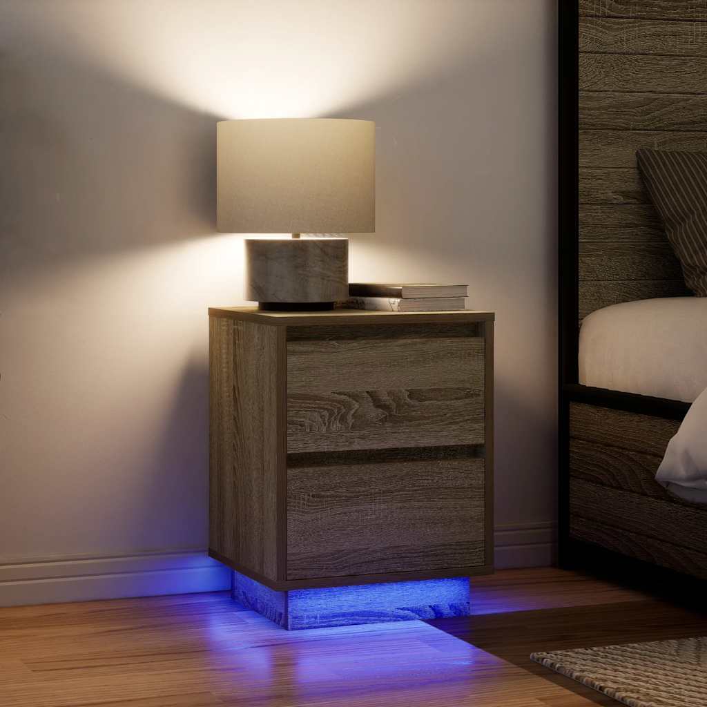 Bedside Cabinets with LED Lights 2 pcs Sonoma Oak 38x34x50 cm