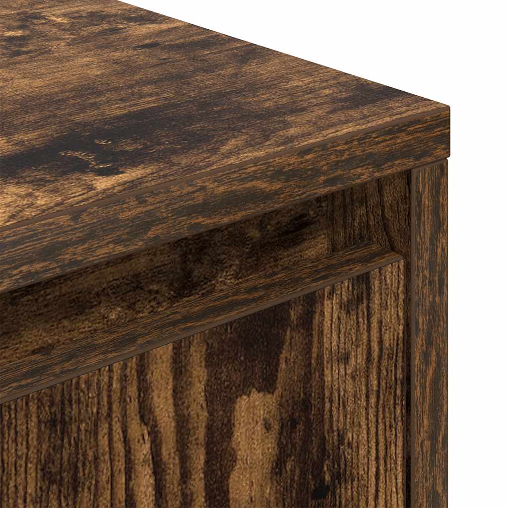 Bedside Cabinet with LED Lights Smoked Oak 38x34x50 cm