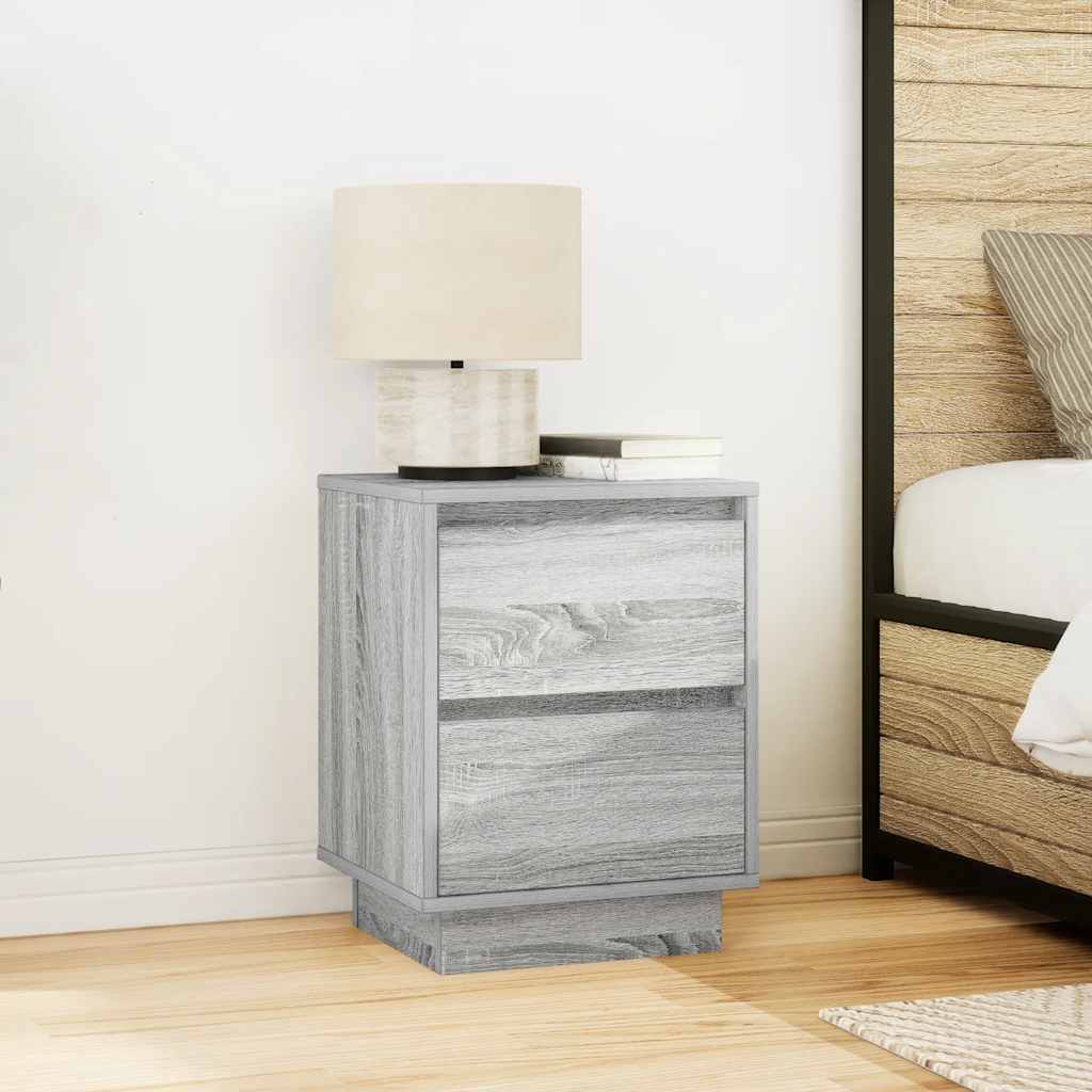 Bedside Cabinets with LED Lights 2 pcs Grey Sonoma 38x34x50 cm