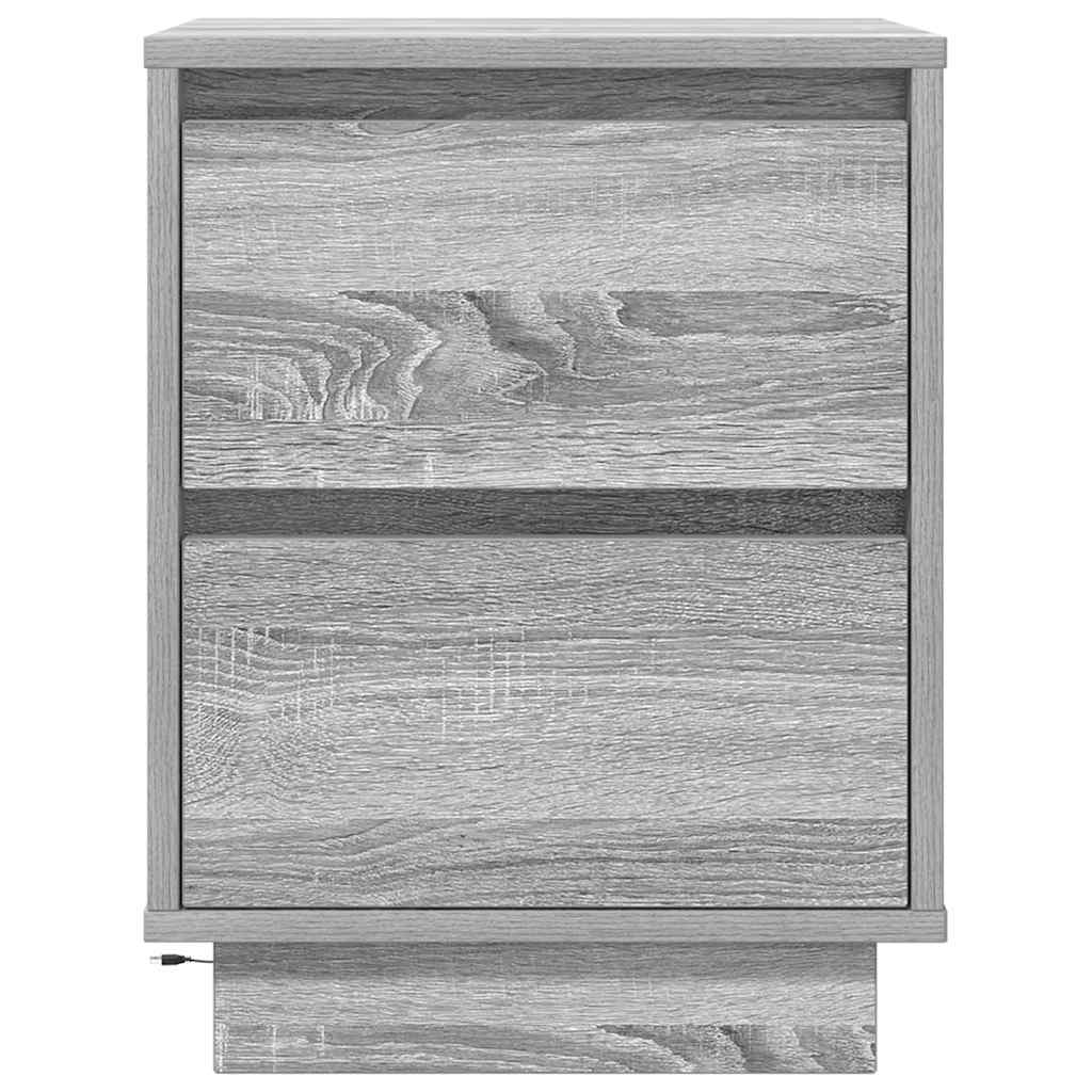 Bedside Cabinets with LED Lights 2 pcs Grey Sonoma 38x34x50 cm