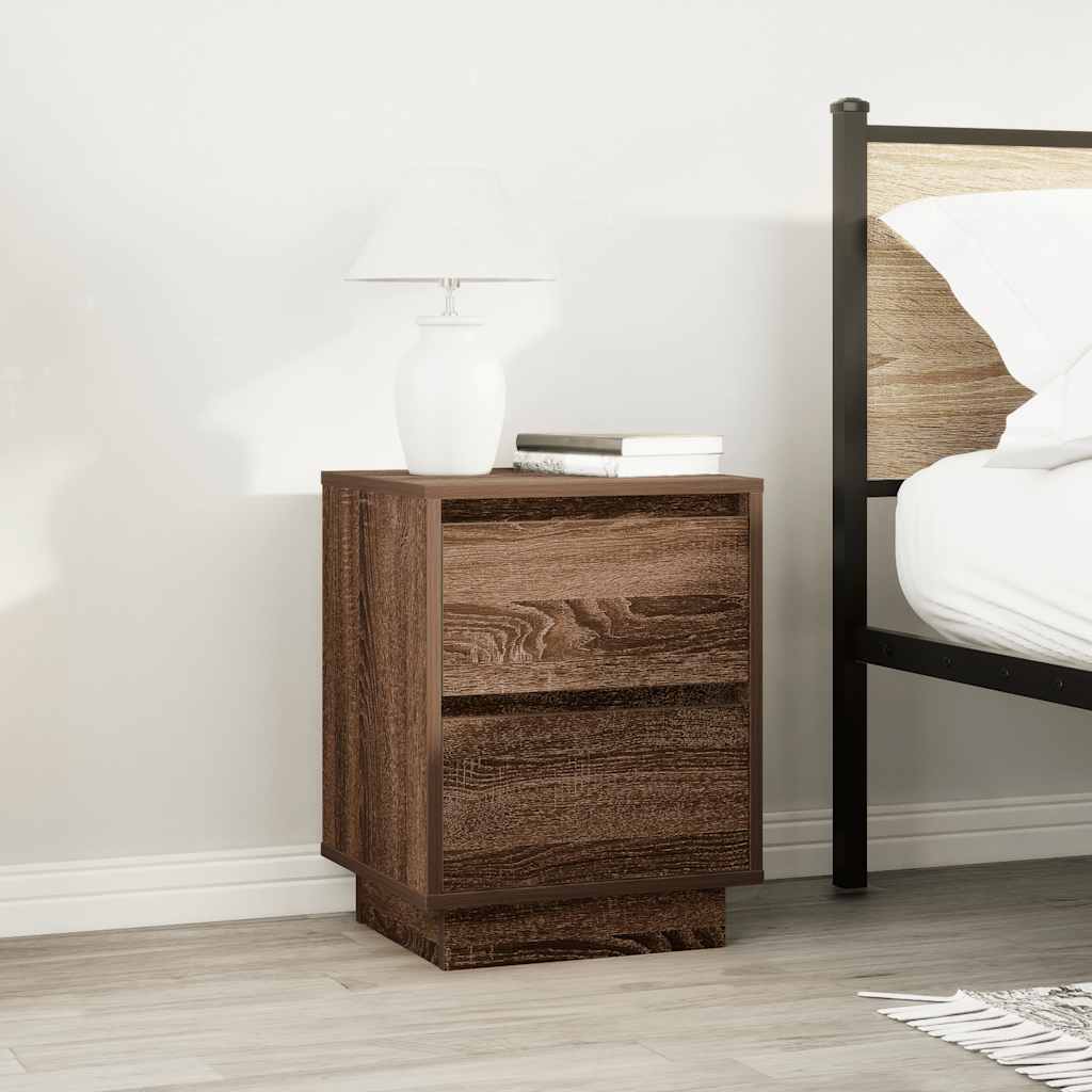 Bedside Cabinets with LED Lights 2 pcs Brown Oak 38x34x50 cm