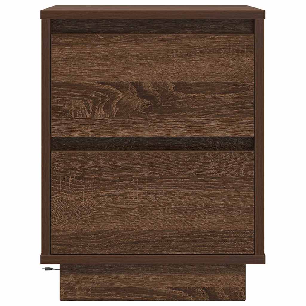 Bedside Cabinets with LED Lights 2 pcs Brown Oak 38x34x50 cm