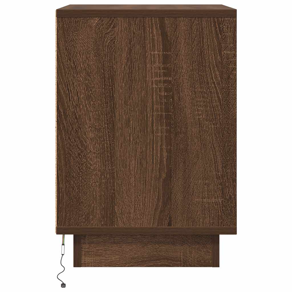 Bedside Cabinets with LED Lights 2 pcs Brown Oak 38x34x50 cm