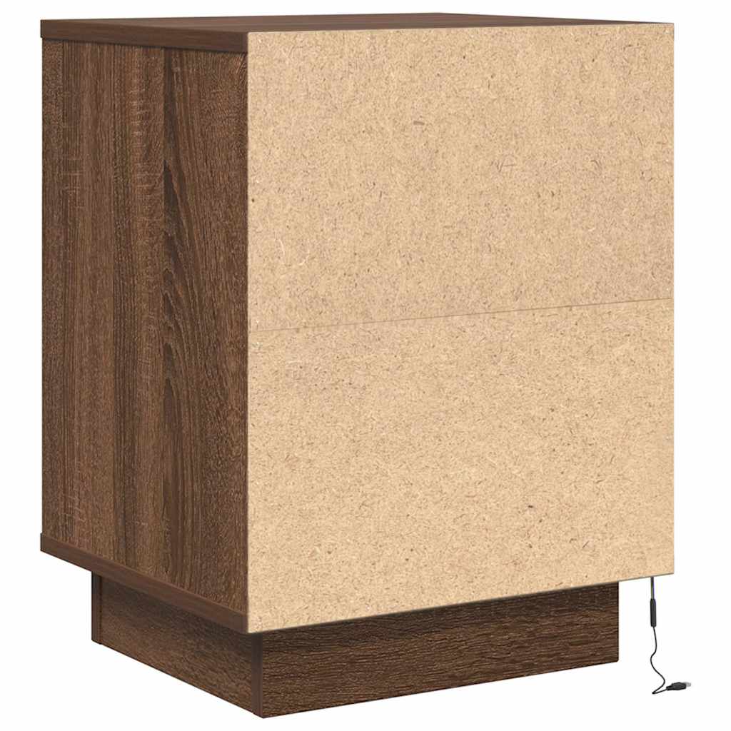 Bedside Cabinets with LED Lights 2 pcs Brown Oak 38x34x50 cm
