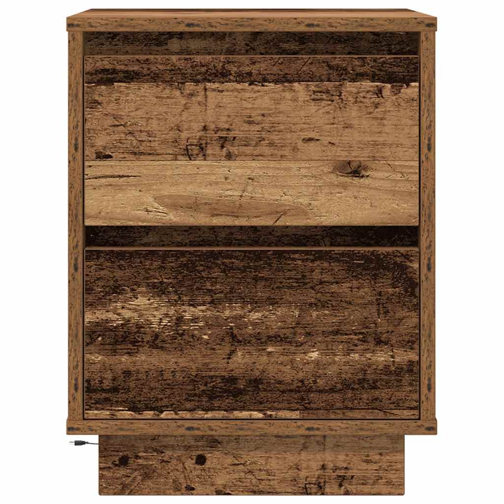 Bedside Cabinet with LED Lights Old Wood 38x34x50 cm