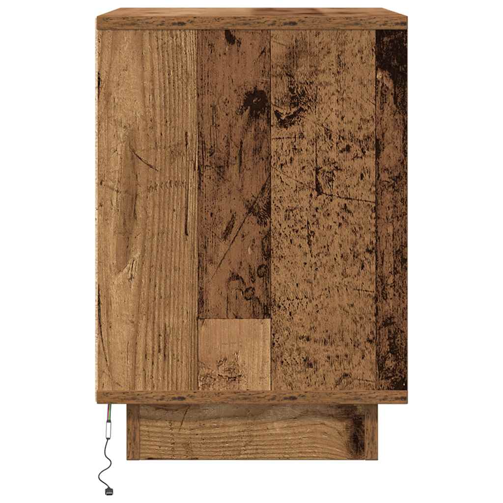 Bedside Cabinet with LED Lights Old Wood 38x34x50 cm