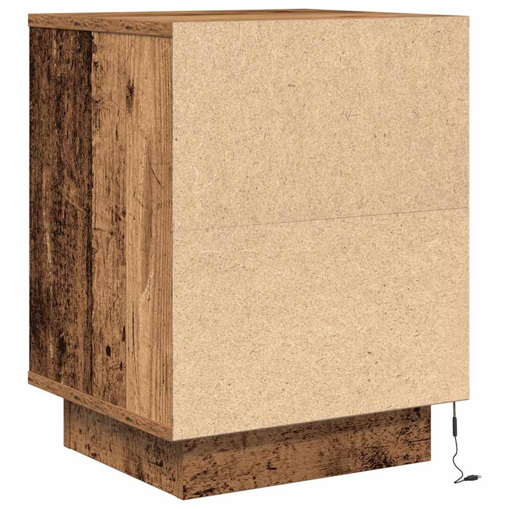 Bedside Cabinet with LED Lights Old Wood 38x34x50 cm