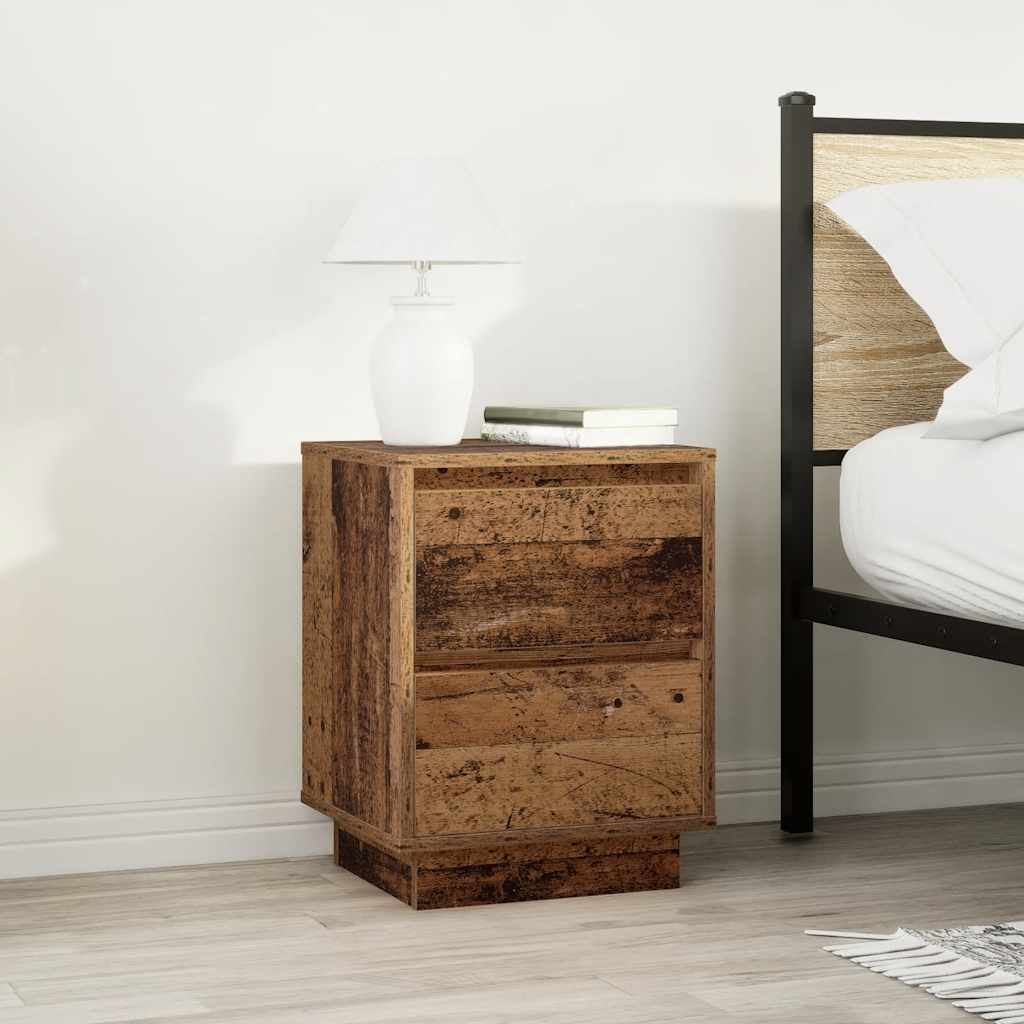 Bedside Cabinets with LED Lights 2 pcs Old Wood 38x34x50 cm