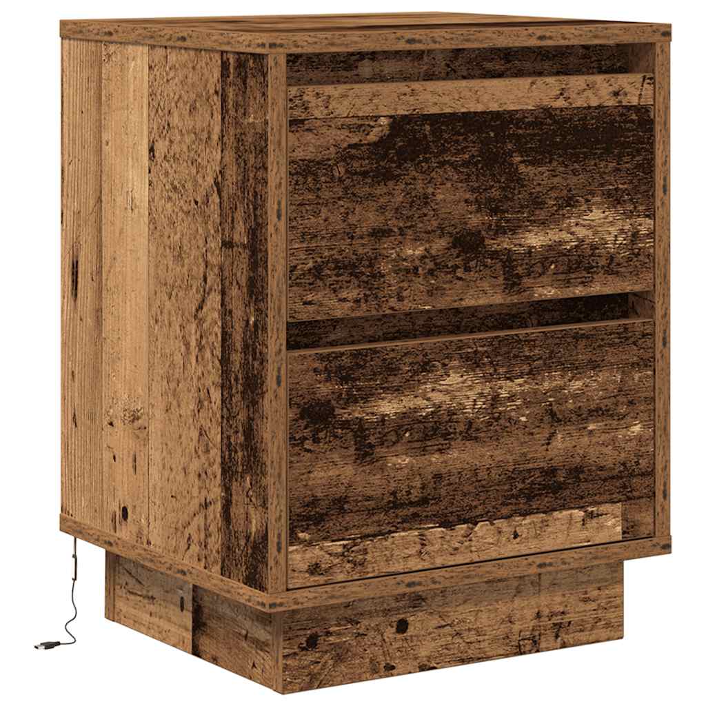 Bedside Cabinets with LED Lights 2 pcs Old Wood 38x34x50 cm
