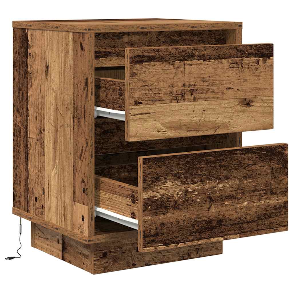 Bedside Cabinets with LED Lights 2 pcs Old Wood 38x34x50 cm