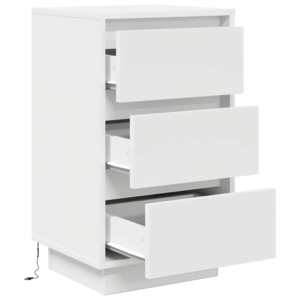 Bedside Cabinet with LED Lights White 38x34x65 cm