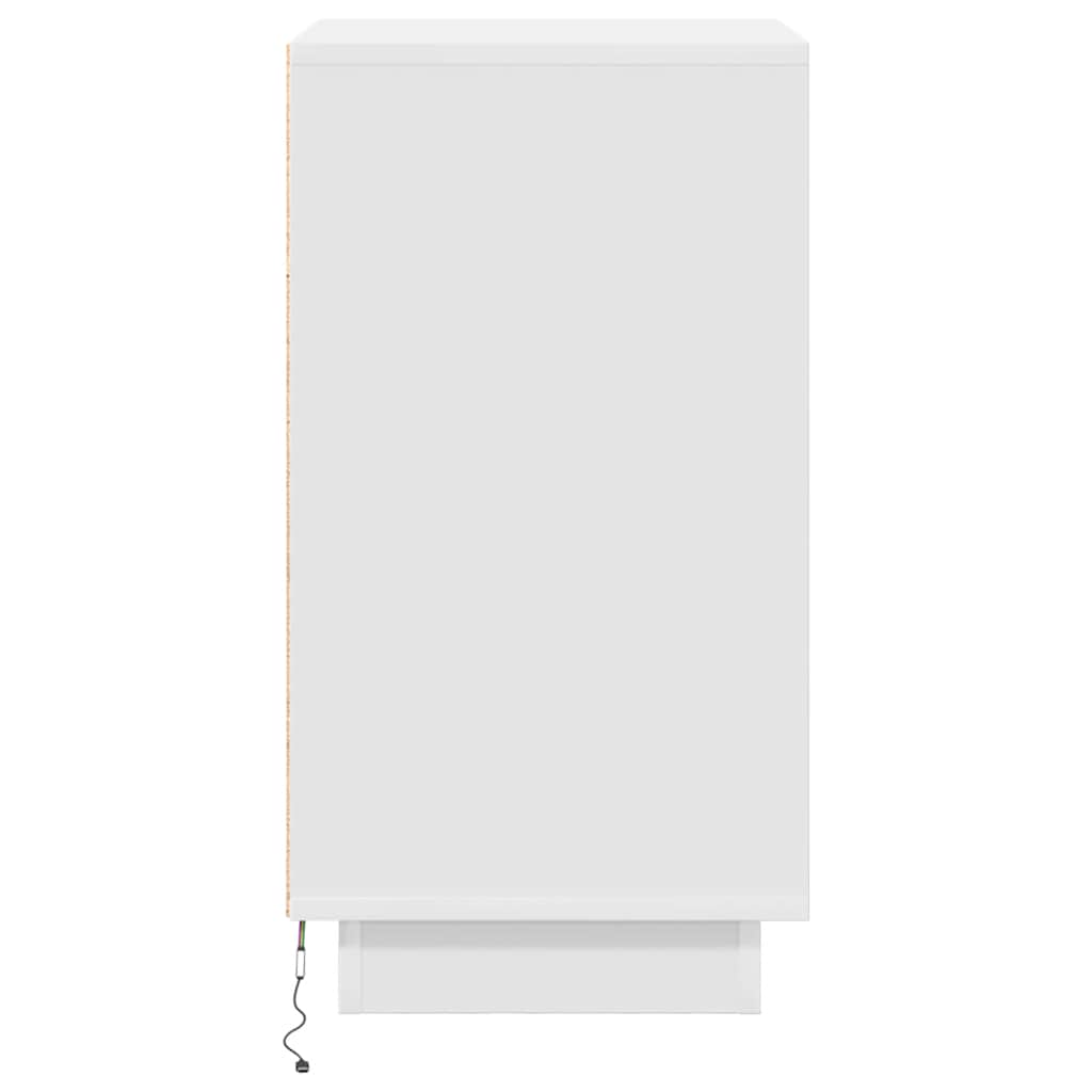 Bedside Cabinet with LED Lights White 38x34x65 cm
