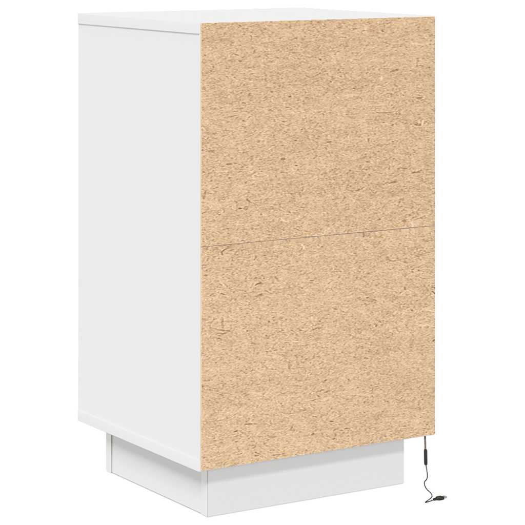 Bedside Cabinet with LED Lights White 38x34x65 cm