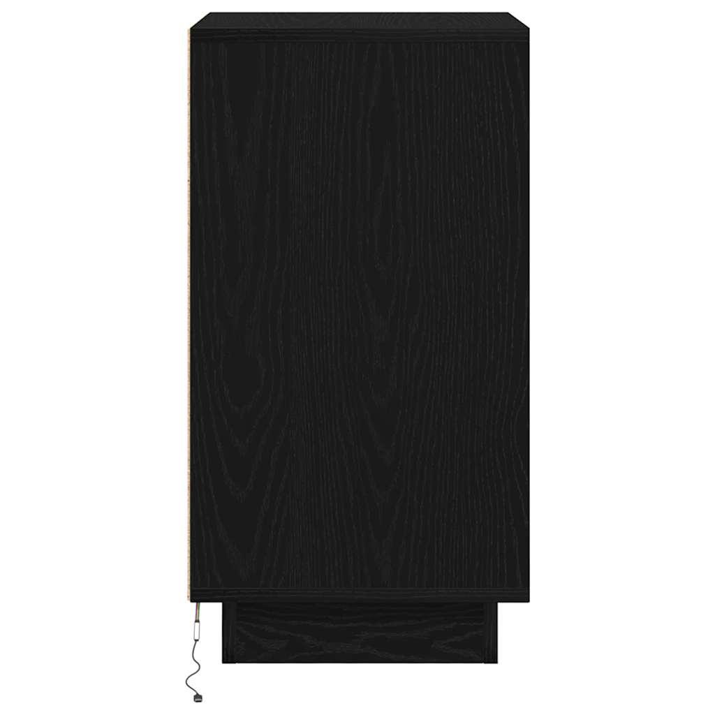 Bedside Cabinet with LED Lights Black 38x34x65 cm