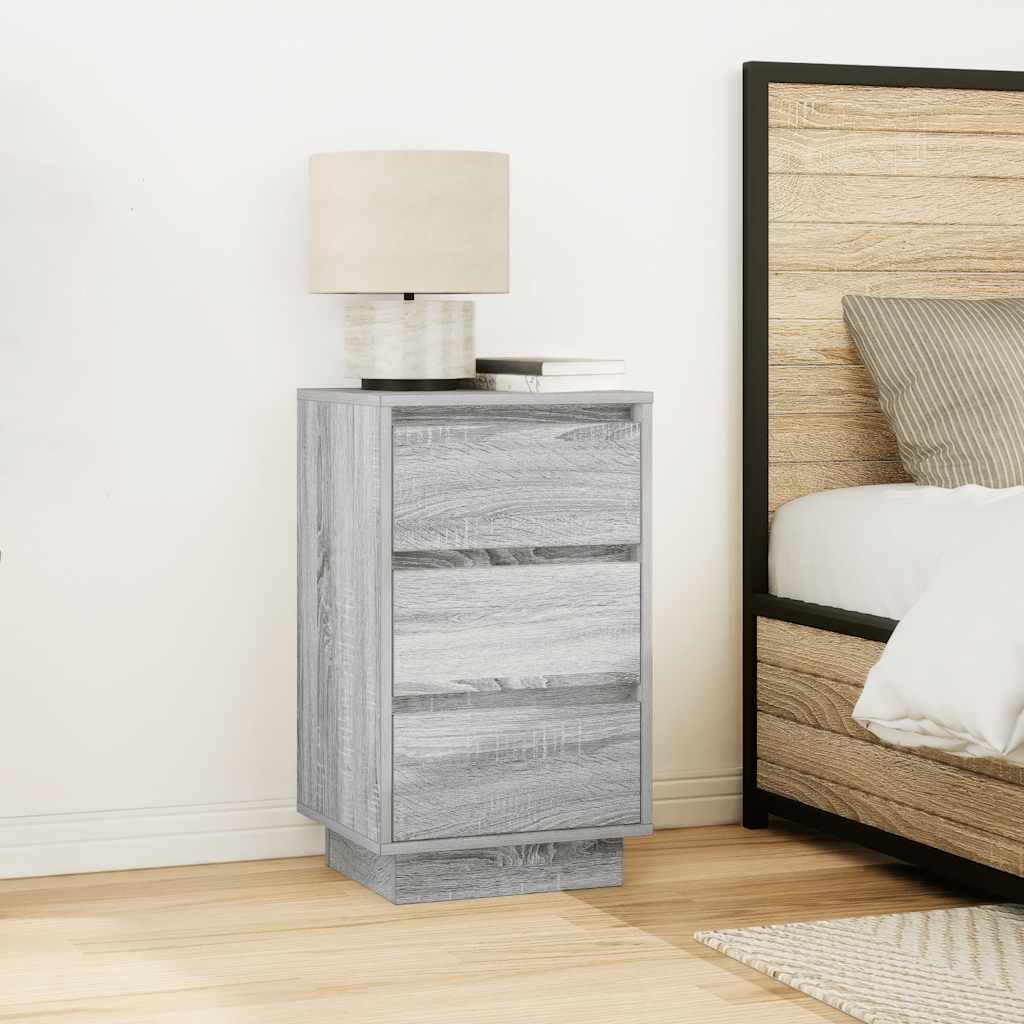 Bedside Cabinet with LED Lights Grey Sonoma 38x34x65 cm