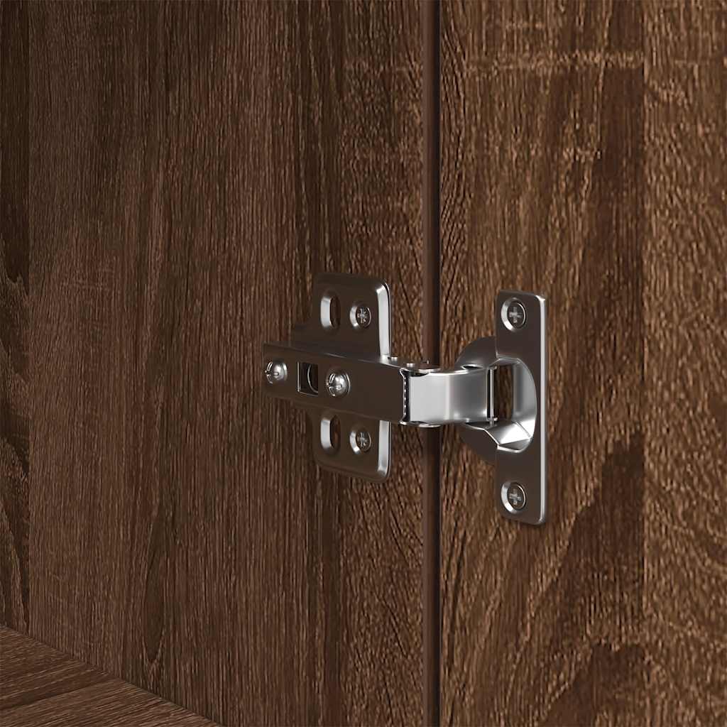 Bedside Cabinet Brown Oak 39x35x125 cm Engineered Wood
