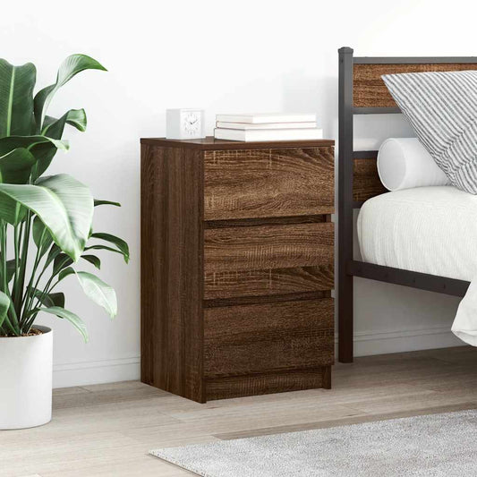 Bedside Cabinets with 3 Drawers 2 pcs Brown Oak 39x35x65 cm