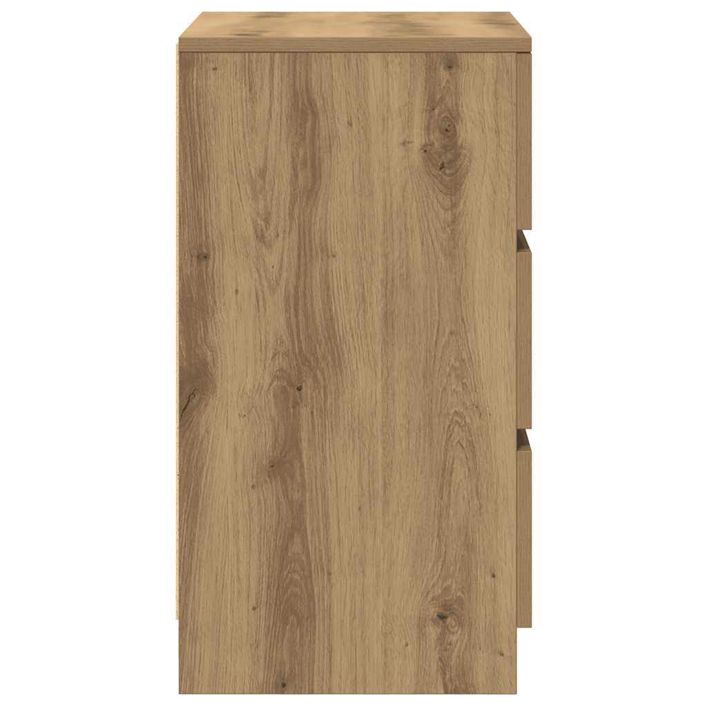 Bedside Cabinets with 3 Drawers 2 pcs Artisan Oak 39x35x65 cm
