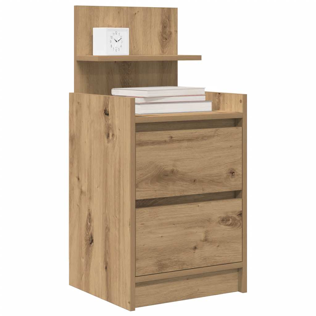 Bedside Cabinet with 2 Drawers Artisan Oak 38x34x80 cm