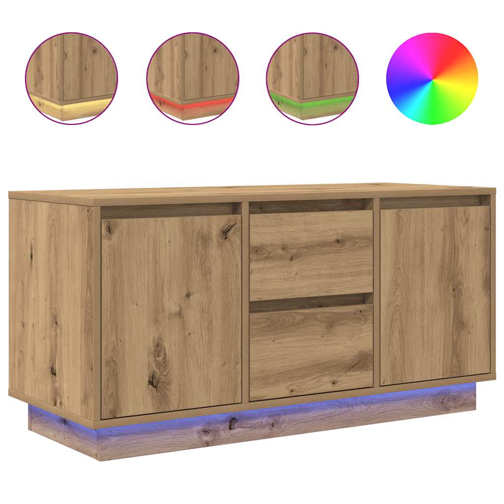 TV Cabinet with LED Lights Artisan Oak 100x41x50 cm