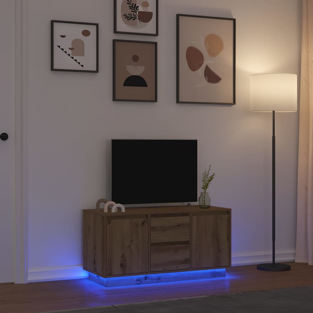 TV Cabinet with LED Lights Artisan Oak 100x41x50 cm