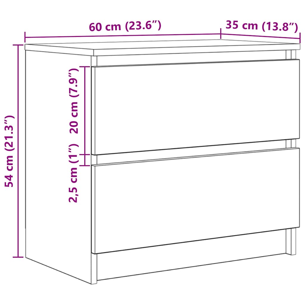 TV Cabinet White 60x35x54 cm Engineered Wood