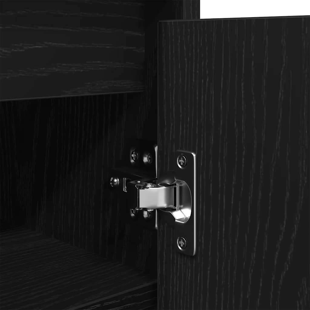 Shoe Cabinet Black Oak 29.5x34x76 cm Engineered Wood