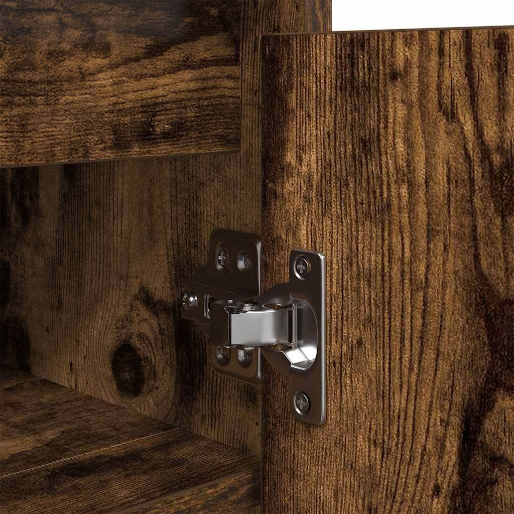 Shoe Cabinet Smoked Oak 29.5x34x76 cm Engineered Wood