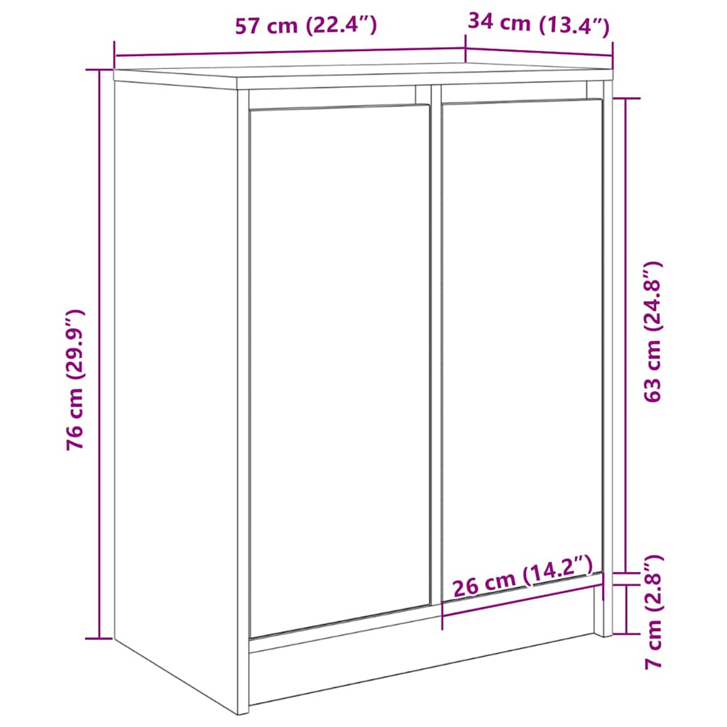 Shoe Cabinet White 57x34x76 cm Engineered Wood