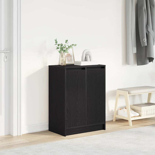 Shoe Cabinet Black Oak 57x34x76 cm Engineered Wood