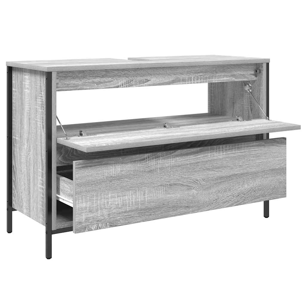 Bathroom Basin Cabinet with Drawers Grey Sonoma 90x34.5x60 cm
