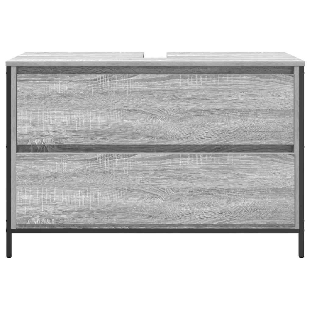 Bathroom Basin Cabinet with Drawers Grey Sonoma 90x34.5x60 cm