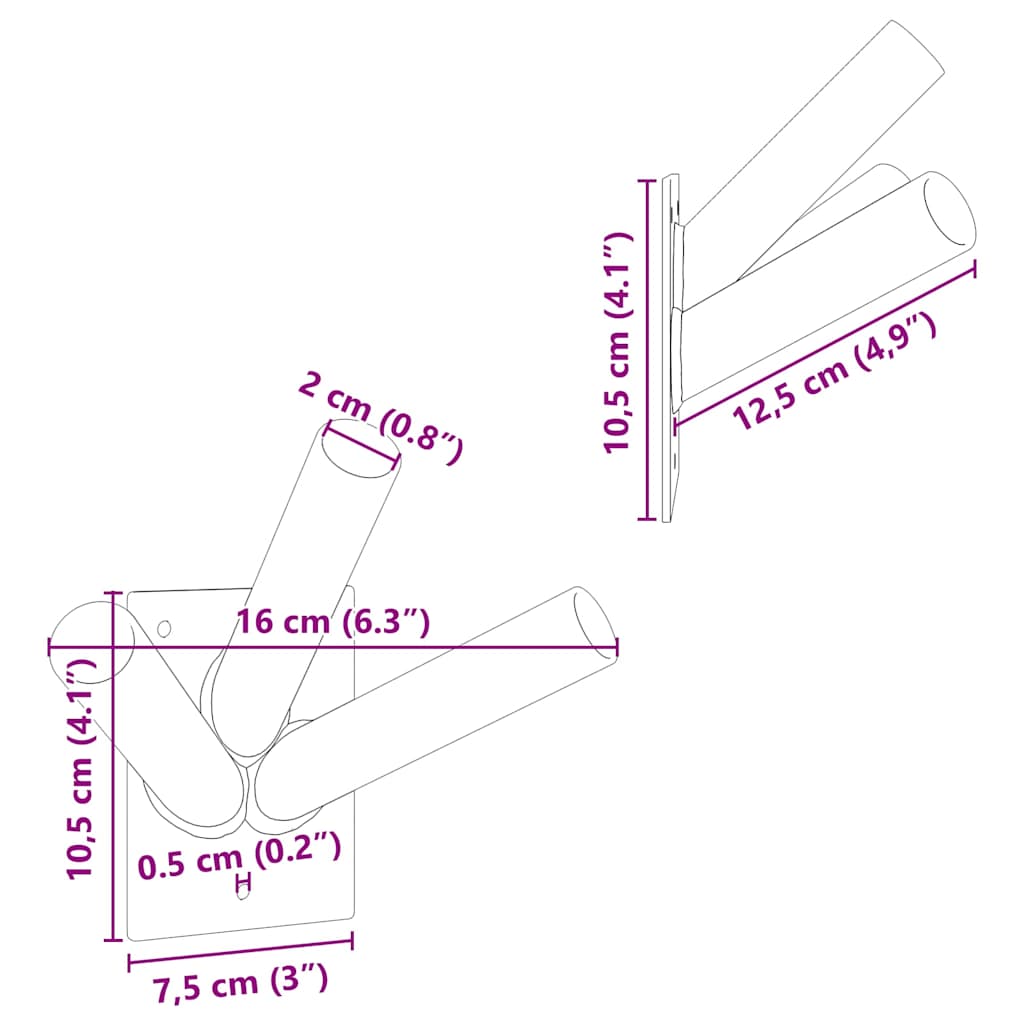 Flag Pole Holder Black 10.5 x 7.5 cm Steel