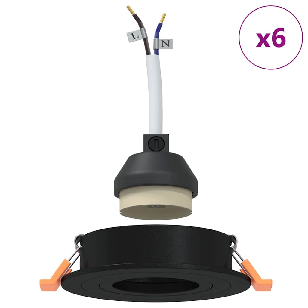 Spotlights with Spotlights 6 pcs Black 9 x 9 x cm Aluminium