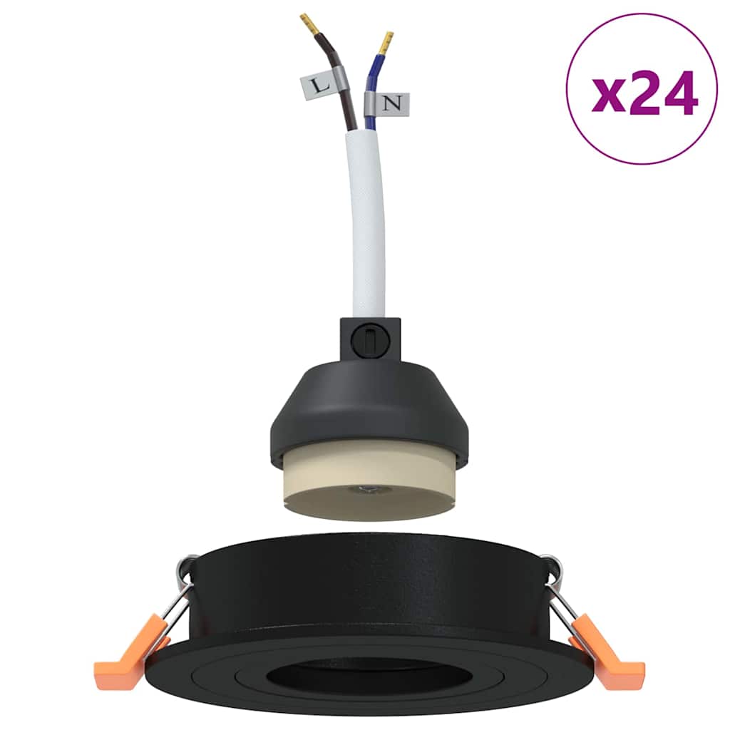 Spotlights with Spotlights 24 pcs Black 9 x 9 x cm Aluminium
