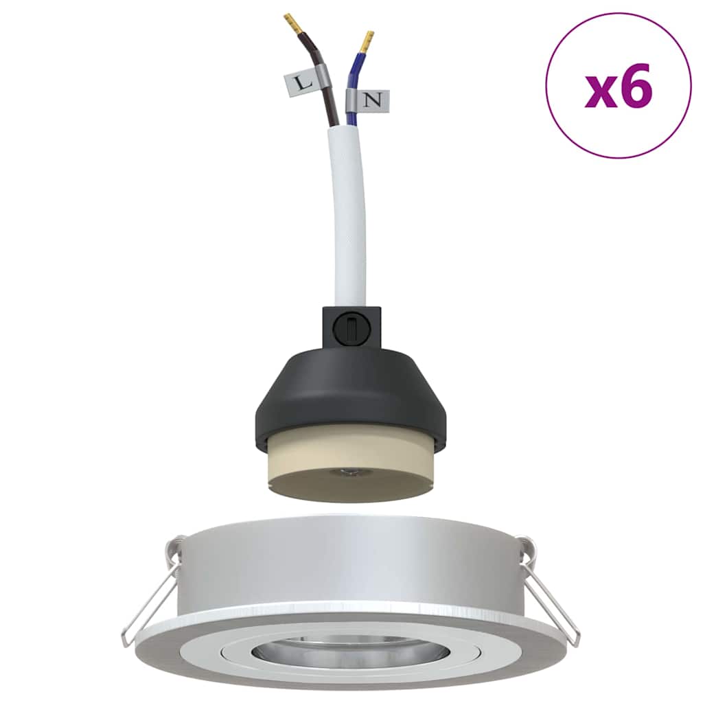 Spotlights with Spotlights 6 pcs Silver 9 x 9 x cm Aluminium