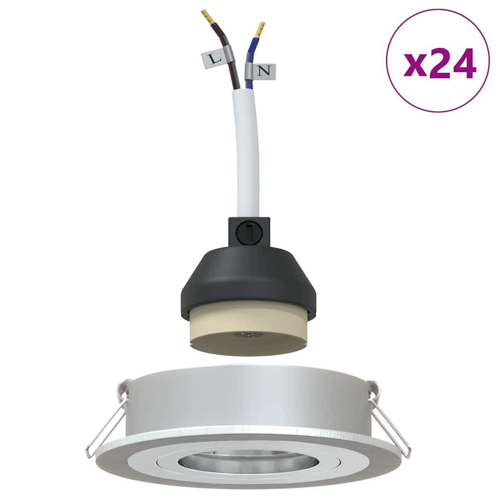 Spotlights with Spotlights 24 pcs Silver 9 x 9 x cm Aluminium