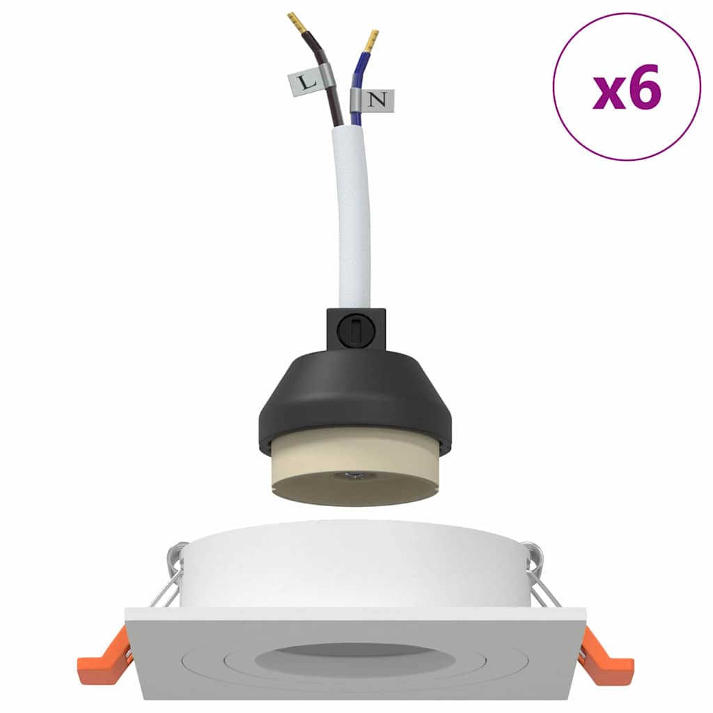 Spotlights with Spotlights 6 pcs White 9 x 9 x cm Aluminium