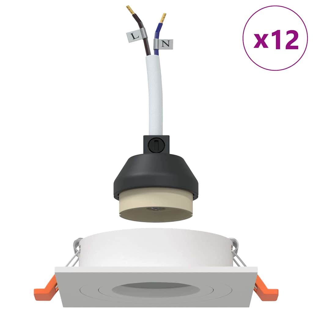 Spotlights with Spotlights 12 pcs White 9 x 9 x cm Aluminium