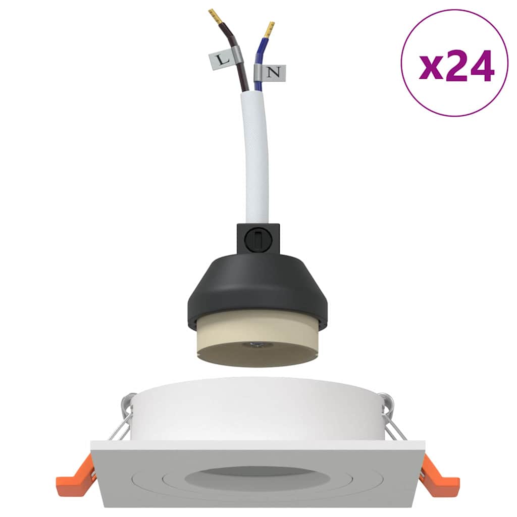 Spotlights with Spotlights 24 pcs White 9 x 9 x cm Aluminium