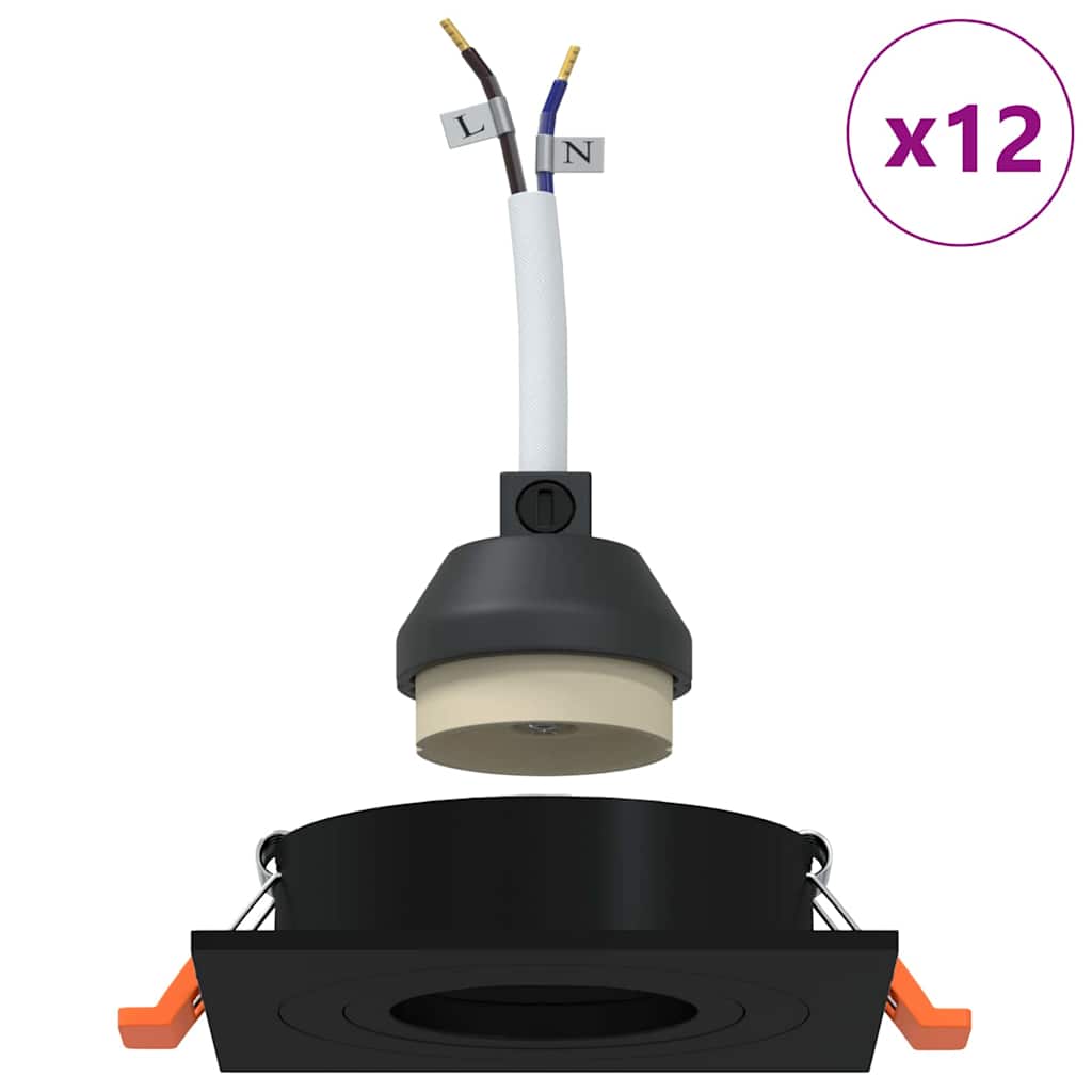 Spotlights with Spotlights 12 pcs Black 9 x 9 x cm Aluminium