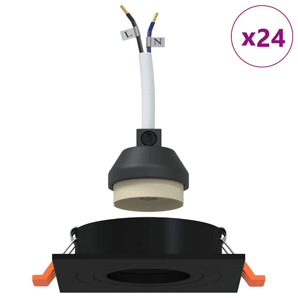 Spotlights with Spotlights 24 pcs Black 9 x 9 x cm Aluminium