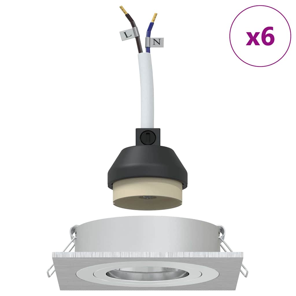Spotlights with Spotlights 6 pcs Silver 9 x 9 x cm Aluminium