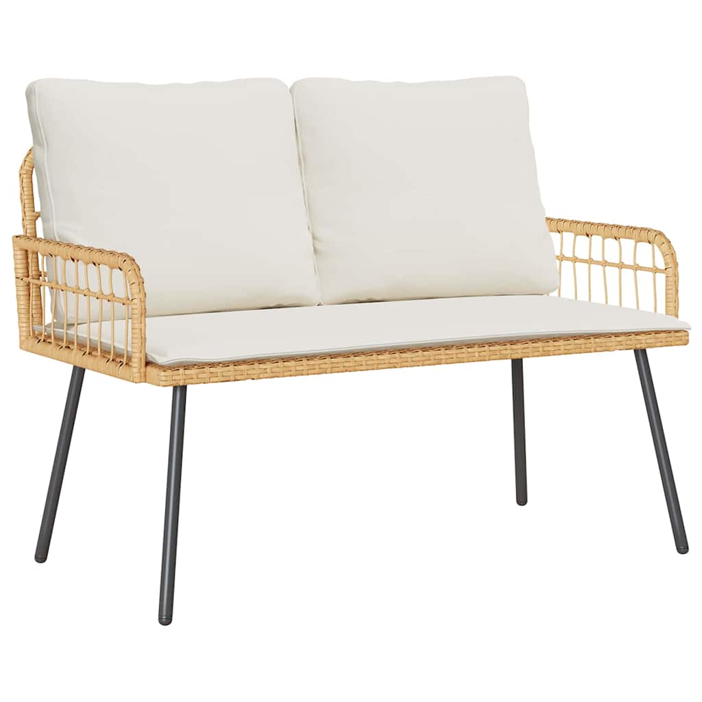 Garden Bench with Cushion Brown 114 x 64 x 78cm Metal